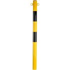 Słupek parkingowy blokujący U-12b | metalowy, 100 cm, do podstawy drogowej, tymczasowy, łańcuchowy, 2 uszka, żółto-czarny